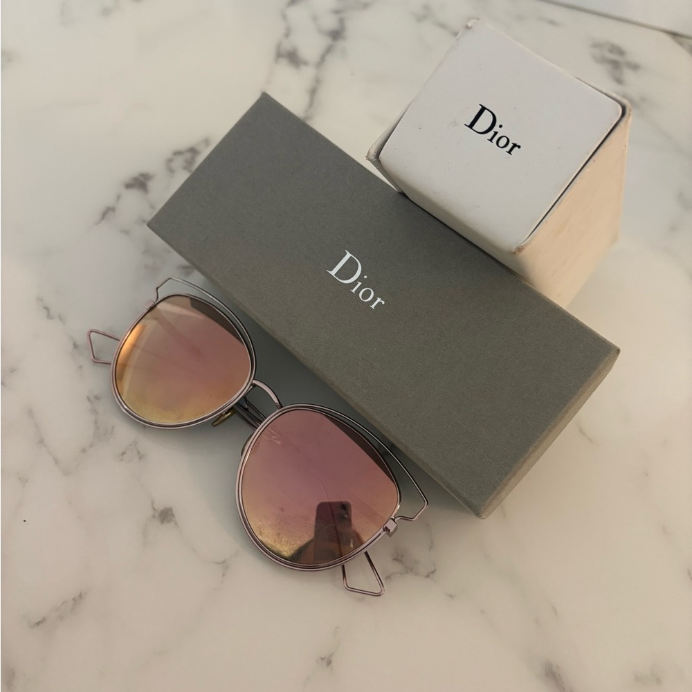 Dior Rose Gold Mirrored Round Sunglasses